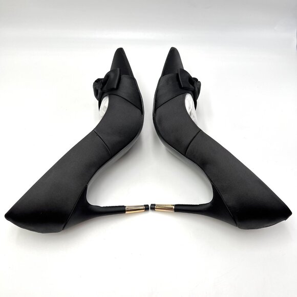 Nine West Womens Size 8.5 Black Satin Stiletto Heels Pumps Shoes With Bows‎ - Picture 8 of 15